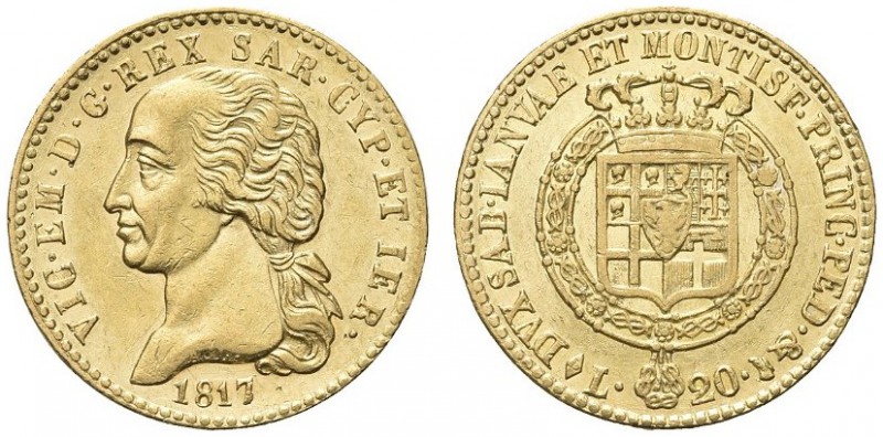 SAVOIA. Vittorio Emanuele I, Re di Sardegna, 1802-1821. 20 Lire 1817 Torino, 7 s...
