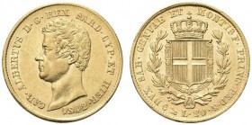 SAVOIA. Carlo Alberto, Re di Sardegna, 1831-1849. 20 Lire 1842 Genova. Au Come precedente. Pag. 194; Gig. 34. q. SPL