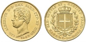 SAVOIA. Carlo Alberto, Re di Sardegna, 1831-1849. 20 Lire 1849 Genova. Au Come precedente. Pag. 207; Gig. 44. FDC