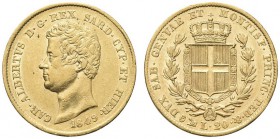 SAVOIA. Carlo Alberto, Re di Sardegna, 1831-1849. 20 Lire 1849 Genova. Au Come precedente. Pag. 207; Gig. 44. Bel BB