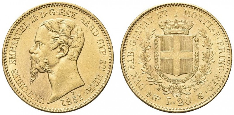 SAVOIA. Vittorio Emanuele II, Re di Sardegna, 1849-1861. 20 Lire 1851 Torino. Au...