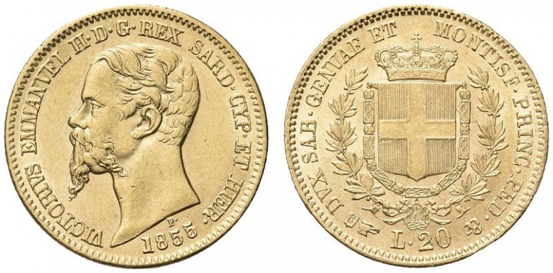SAVOIA. Vittorio Emanuele II, Re di Sardegna, 1849-1861. 20 Lire 1855 Torino, H....