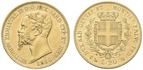 SAVOIA. Vittorio Emanuele II, Re di Sardegna, 1849-1861. 20 Lire 1860 Genova. Au Come precedente. Pag. 356; Gig. 19. SPL