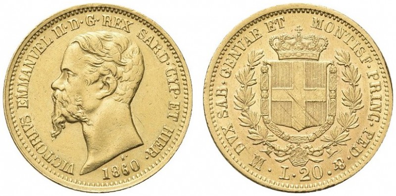 SAVOIA. Vittorio Emanuele II, Re di Sardegna, 1849-1861. 20 Lire 1860 Milano. Au...