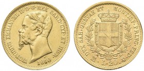 SAVOIA. Vittorio Emanuele II, Re di Sardegna, 1849-1861. 20 Lire 1860 Milano. Au Come precedente. Pag. 357; Gig. 20. Non comune. Colpetti. q. SPL