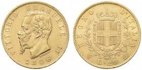 SAVOIA. Vittorio Emanuele II, Re d’Italia, 1861-1878. 20 Lire 1866 Torino. Au Come precedente. Pag. 460; Gig. 10. Raro. SPL