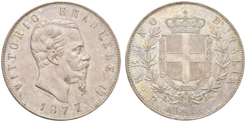 SAVOIA. Vittorio Emanuele II, Re d’Italia, 1861-1878. 5 Lire 1877 Roma. Ar Come ...