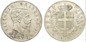 SAVOIA. Vittorio Emanuele II, Re d’Italia, 1861-1878. 5 Lire 1877 Roma. Ar Come precedente. Pag. 503; Gig. 51. q. FDC/FDC