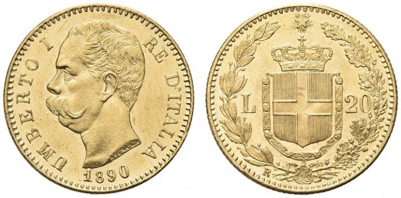 SAVOIA. Umberto I, Re d’Italia, 1878-1900. 20 Lire 1890. Au Come precedente. Pag...