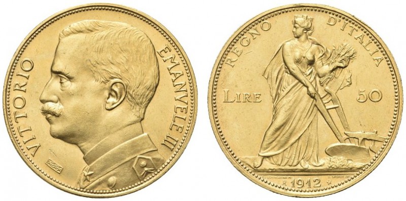 SAVOIA. Vittorio Emanuele III, Re d’Italia, 1900-1943. 50 Lire 1912 Aratrice. Au...