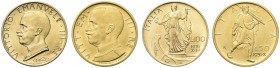 SAVOIA. Vittorio Emanuele III, Re d’Italia, 1900-1943. 100 e 50 Lire 1931 a. X. Au Come precedente. Pagani 647 e 658; Gig. 10 e 21.
 Molto Rara. FDC...