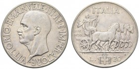SAVOIA. Vittorio Emanuele III, Re d’Italia, 1900-1943. 20 Lire 1936 a. XIV. Ar Come precedente. Pag. 681; Gig. 45. Rara. Bel BB