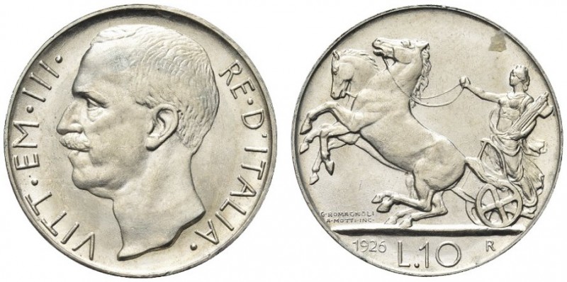 SAVOIA. Vittorio Emanuele III, Re d’Italia, 1900-1943. 10 Lire 1926 bordo strett...