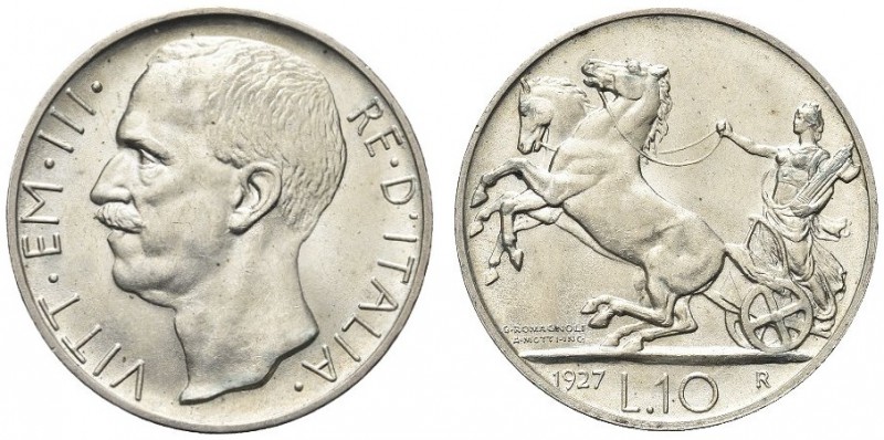 SAVOIA. Vittorio Emanuele III, Re d’Italia, 1900-1943. 10 Lire 1927 una rosetta ...