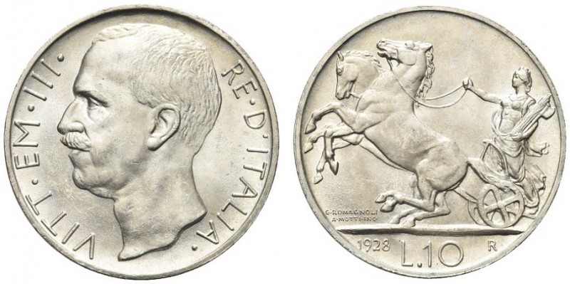 SAVOIA. Vittorio Emanuele III, Re d’Italia, 1900-1943. 10 Lire 1928 una rosette ...