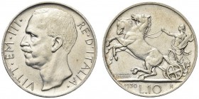SAVOIA. Vittorio Emanuele III, Re d’Italia, 1900-1943. 10 Lire 1930 Biga. Ar Come precedente. Pag. 695; Gig. 59. Raro. q. SPL