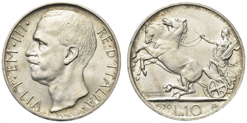 SAVOIA. Vittorio Emanuele III, Re d’Italia, 1900-1943. 10 Lire 1930 Biga. Ar Com...