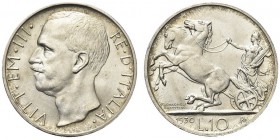 SAVOIA. Vittorio Emanuele III, Re d’Italia, 1900-1943. 10 Lire 1930 Biga. Ar Come precedente. Pag. 695; Gig. 59. Raro. FDC