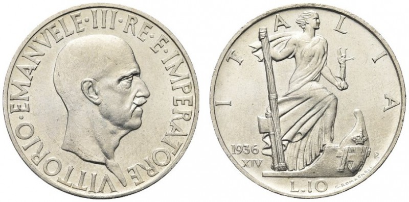 SAVOIA. Vittorio Emanuele III, Re d’Italia, 1900-1943. 10 Lire 1936 Impero. Ar D...
