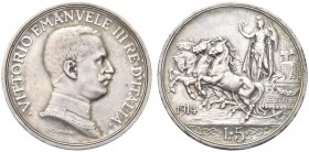 SAVOIA. Vittorio Emanuele III, Re d’Italia, 1900-1943. 5 Lire 1914 Quadriga briosa. Ar Come precedente. Pag. 708; Gig. 72. Rarissimo. Bel BB