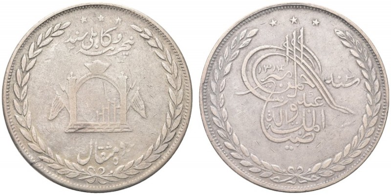 AFGHANISTAN. Abdur Rahman, 1880-1901. 5 Rupees AH 1314 (1896). Ar gr. 45,77 KM#8...