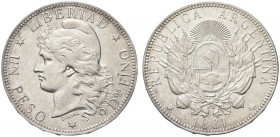 ARGENTINA. Repubblica Argentina., dal 1881. Peso 1881. Ar gr. 24,81 KM#29. q. FDC