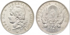 ARGENTINA. Repubblica Argentina., dal 1881. Peso 1882. Ar gr. 24,90 KM#29. Raro. SPL