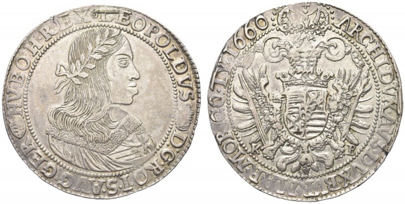 AUSTRIA. Leopoldo I, 1657-1705. Tallero 1660, Kremnitz. Ar gr. 28,41 Dr. Busto l...