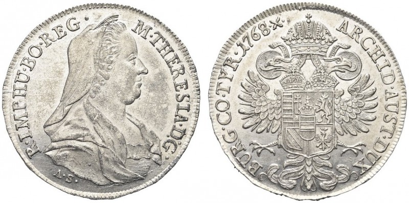 AUSTRIA. Maria Teresa, 1740-1780. Mezzo Tallero 1768 A. S. Ar gr. 13,96 KM#1848....