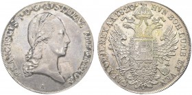 AUSTRIA. Francesco I, Imperatore di Austria, 1804-1835. Tallero 1820 , Vienna. Ar gr. 27,95 Dr. Busto a d. Rv. Aquila bicipide. KM#2163. SPL