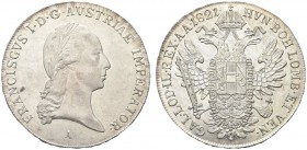 AUSTRIA. Francesco I, Imperatore di Austria, 1804-1835. Tallero 1821 A, Vienna. Ar gr. 28,05 Dav. 7; Vogl. 308/III; Her. 306; J. 190; Kahnt 338. FDC