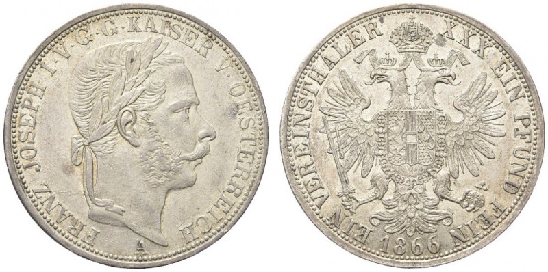 AUSTRIA. Francesco Giuseppe I, 1848-1916. Tallero 1866 A, Vienna. Ar gr. 18,45 K...