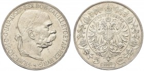 AUSTRIA. Francesco Giuseppe I, 1848-1916. 5 Corone 1907 A, Vienna. Ar gr. 23,93 KM#2807; Frühwald 1960. FDC