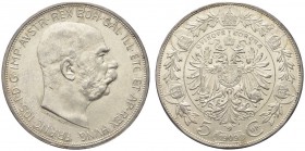 AUSTRIA. Francesco Giuseppe I, 1848-1916. 5 Korone 1909. Ar gr. 23,96 KM#2813. Bello SPL
