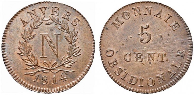 BELGIO. Assedio d’Anversa. Napoleone I, dal 2 al 6 Aprile 1814. 5 Centesimi 1814...