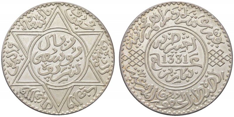 MAROCCO. 'Alawi Sharifs, temp. Yusuf, 1330-1346h. Rial 1331h, zecca di Parigi. A...