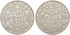 MAROCCO. 'Alawi Sharifs, temp. Yusuf, 1330-1346h. Rial 1331h, zecca di Parigi. Ar gr. 24,75 Eustache 1473; KM#Y33. SPL