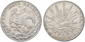 MESSICO. Repubblica. 8 Reales 1839 Go PJ, zecca di Guanajuato. Ar gr. 26,77 KM#377.8. q. FDC