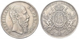 MESSICO. Massimiliano I Imperatore, 1864-1867. Un Peso 1866, M. Ar gr. 26,97 KM#388,1. Rara. SPL