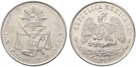 MESSICO. Repubblica, 1867-1905. Peso 1872. Ar gr. 26,96 KM#408.5. SPL