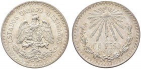 MESSICO. Repubblica. Peso 1919. Ar gr. 18,11 KM# 454. Raro. Certificato PCGS MS62, in scatola. SPL/FDC