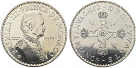 MONACO. Ranieri III, 1949-2005. 50 Franchi 1975. Ar gr. 29,83 Gad. 162. FDC