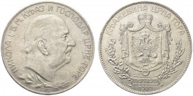 MONTENEGRO. Nicola I, 1860-1918. 5 Perpera 1909, zecca di Parigi. Ar gr. 23,82 KM#6. BB
