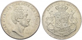 NORVEGIA. Oscar I, 1844-1859. Speciedaler 1851, zecca di Kongsberg. Ar gr. 28,82 KM#317; Ahlström 5; Dav. 243. Più che SPL/q. FDC