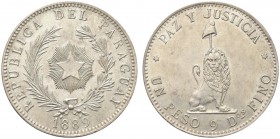 PARAGUAY. Repubblica. Peso 1889. Ar gr. 24,93 KM#5. q. SPL/SPL