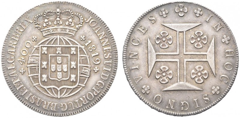 PORTOGALLO. Joannes VI, 1816-1826. 400 Reis 1819, Lisbona. Ar gr. 15,07 KM#358; ...