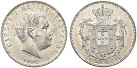 PORTOGALLO. Carlo I, 1889-1908. 1.000 Reis 1899. Ar gr. 24,99 KM#540. q. FDC