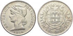 PORTOGALLO. Repubblica, 1910-1926. Scudo 1916. Ar gr. 24,89 KM#564. q. FDC