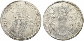 RAGUSA. Repubblica, 1358-1808. Tallero Rettorale 1756 G-B, data ribattuta. Ar gr. 28,21 Dr. RHAGVSIN RECTOR REIP Stemma del Rettore a s. Rv.DVCAT ET S...