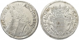 RAGUSA. Repubblica, 1358-1808. Tallero Rettorale 1757 G-B. Ar gr. 28,07 Simile a precedente. Dav. 1639; CNI 287. Graffi. Bel BB